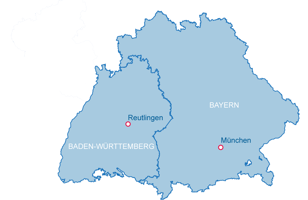 Landkarte Bayern Baden-W&uuml;rttemberg
